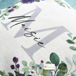 Personalised Name Purple Floral Design Home Quote Linen Style Cushion Cover - thumbnail 2