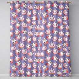Cute Bunny Donut Dessert Kawaii Purple Background Seamless Pattern Readymade Eyelet Ring Top Thermal 100% Blackout Curtains - thumbnail 2