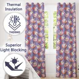 Cute Bunny Donut Dessert Kawaii Purple Background Seamless Pattern Readymade Eyelet Ring Top Thermal 100% Blackout Curtains - thumbnail 3