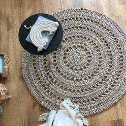 Handmade Crochet Cotton Mandala Rug Boho Living Room Decor - thumbnail 2