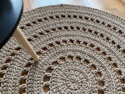 Handmade Crochet Cotton Mandala Rug Boho Living Room Decor