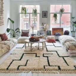 White Green Abstract Berber Shag Rug - Handtufted Large Area Modern Living Room Decor - thumbnail 4