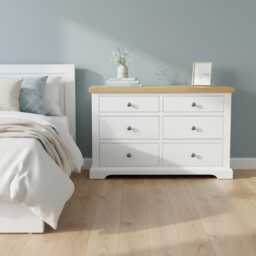 Painted 6-Drawer Chest Of Drawers Oak Top, Assembled - thumbnail 2