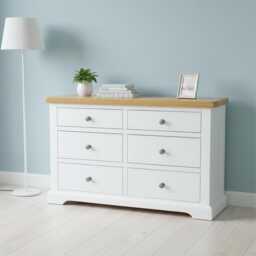 Painted 6-Drawer Chest Of Drawers Oak Top, Assembled - thumbnail 3