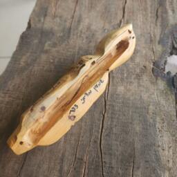 Olive Wood Mezuzah Case, Hand Carving From Israel - thumbnail 4
