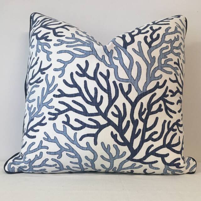 Decorative Cushion Cover - Pillow - Coral Reef Printed Linen