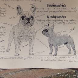 Vintage French Bulldog Anatomy Art Print Antique Style Dog Poster - thumbnail 3