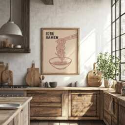 Ramen Print, Japanese Kitchen Wall Art, Noodle Poster, Minimalist Food Illustration, Asian Decor - thumbnail 1