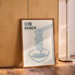 Ramen Print, Japanese Kitchen Wall Art, Noodle Poster, Minimalist Food Illustration, Asian Decor - thumbnail 2