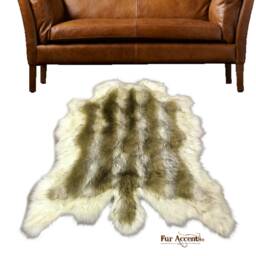 Faux Fur Bear Skin Rug, White Border, Shag Area Carpet - thumbnail 1