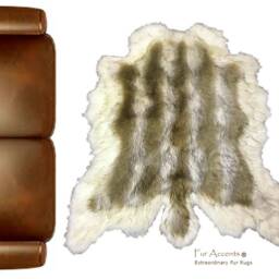 Faux Fur Bear Skin Rug, White Border, Shag Area Carpet - thumbnail 3