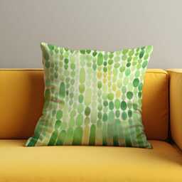 Green Watercolor Droplet Cushion Cover, Modern Nature Inspired Abstract Pillow Polka Dot Geometric Case - thumbnail 3