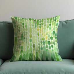 Green Watercolor Droplet Cushion Cover, Modern Nature Inspired Abstract Pillow Polka Dot Geometric Case - thumbnail 2
