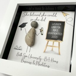 Personalised Graduation Pebble Picture - Framed Art Gift 2023 Gifts For Him Her Congratulations Grad - thumbnail 2