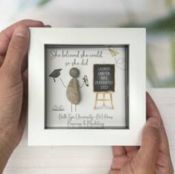 Personalised Graduation Pebble Picture - Framed Art Gift 2023 Gifts For Him Her Congratulations Grad - thumbnail 1