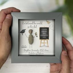 Personalised Graduation Pebble Picture - Framed Art Gift 2023 Gifts For Him Her Congratulations Grad - thumbnail 3