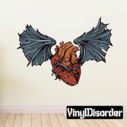 Winged Human Heart Wall Decal - Fabric Vinyl Removable & Reusable Heartuscolor019Et