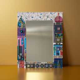 Dream R??ve 7 Colored Mosaic Mirror, Painted Glass & Ceramic, Imaginary Architecture, Unique Wall Decoration, Interior Art