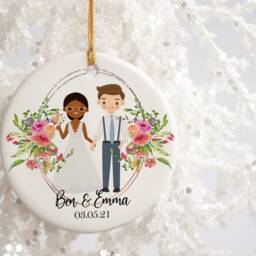 Wedding Christmas Ornament - Bride & Groom Present Personalized Cute Couple Black White - thumbnail 2