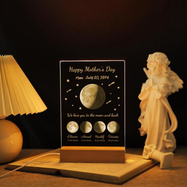 Personalized Moon Phase Night Light, First Mother Gift For Mum Mama, Custom Acrylic Plaque, Led Dector Lamp, The We Met - image 1