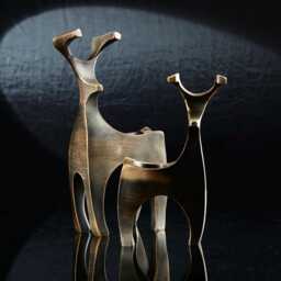 Abstract Geometric Deer Tealight Candle Holder Modern Cubic Animal Bookshelf & Sideboard Sculpture Decor - thumbnail 4