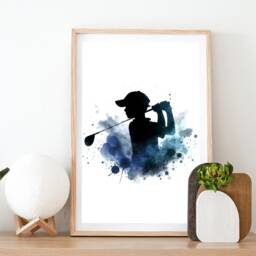 Boy Golf Poster Print - Set Of 3 Golfing Prints - Watercolour Golfer Wall Art Posters For Lover Decor Room Artwork - thumbnail 2