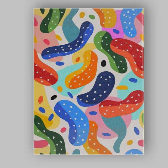 Playful Multicoloured Abstract Squiggle Pattern Modern Canvas Wall Art Print Decor Picture Ready To Hang - image 1