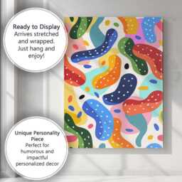 Playful Multicoloured Abstract Squiggle Pattern Modern Canvas Wall Art Print Decor Picture Ready To Hang - thumbnail 3