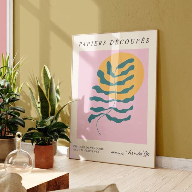 Henri Matisse Pink & Blue Leaf Portrait Prints, Hippy, Modern, Gallery Wall Art, Living Room, Bedroom, Kitchen Decor 1631 - image 1