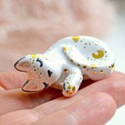 Moon Phases Cat Figurine, Cake Toppers, Celestial Art, Crescent Cat, Sailor Moon, Ceramic Crazy Lady, Milky Way - thumbnail 2