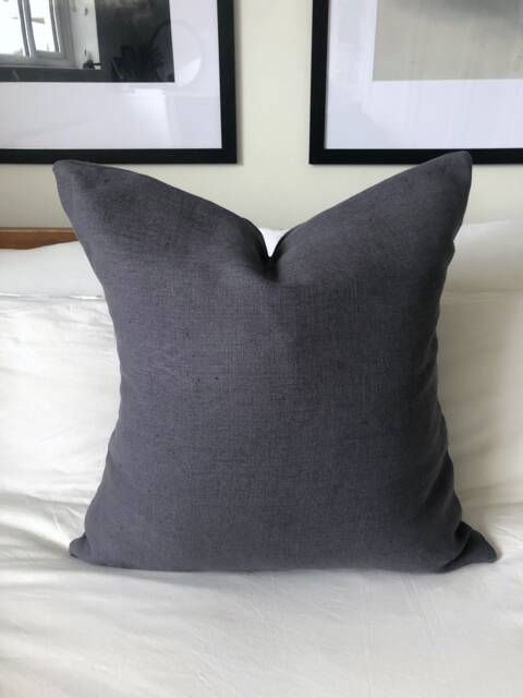 Grey French Linen Cushion Cover, Minimalist Throw Pillow Sham - image 1