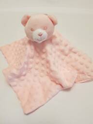 Personalised Baby Bear Head Comforter Taggy Blanket Satin Tags/Satin Backed Gift