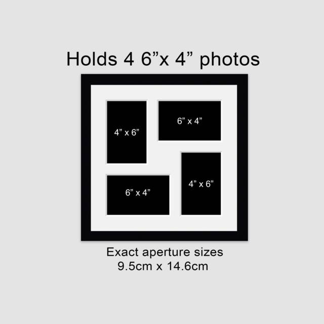 Multi Photo Picture Frame - Black Wood, Holds Four 4x6 Photos - image 1