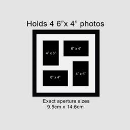 Multi Photo Picture Frame - Black Wood, Holds Four 4x6 Photos - thumbnail 1