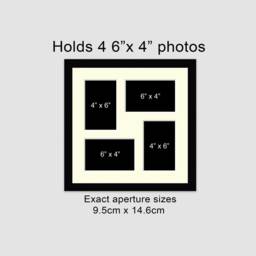 Multi Photo Picture Frame - Black Wood, Holds Four 4x6 Photos - thumbnail 2