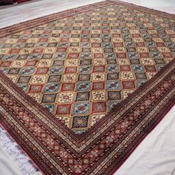 13x18 Ft - 400x550 cm High Quality Afghan Hand Knotted Natural Veg Dyes Geometric Wool Area Rug, Large Oriental Rugs For Living Room - thumbnail 2