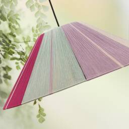 Handmade Woven Cotton Lampshade, Colorful Geometric Pendant Light - thumbnail 2