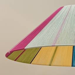 Handmade Woven Cotton Lampshade, Colorful Geometric Pendant Light - thumbnail 3