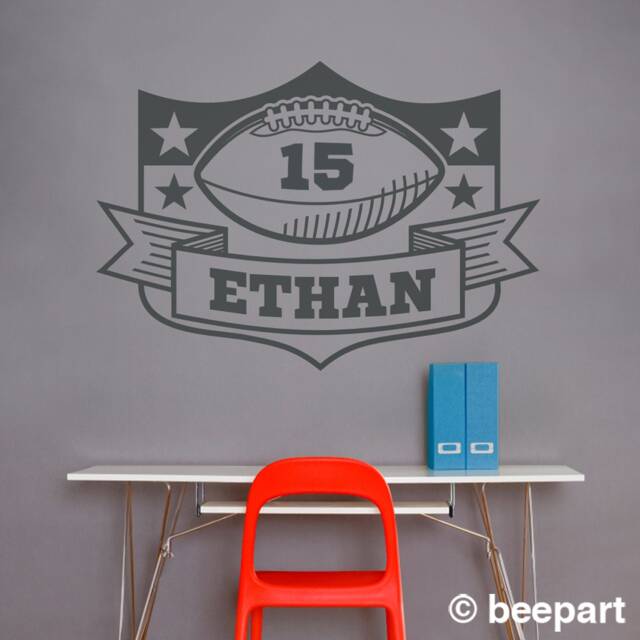 Personalized Football Wall Decal - Custom Sports Crest Sticker - image 1
