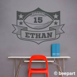 Personalized Football Wall Decal - Custom Sports Crest Sticker - thumbnail 1