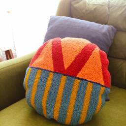 Punch Needle Pillow, Geometric Decorative Hand Tufted Cushion, Modern Embroidery Design Cushion - thumbnail 2