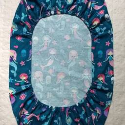 Mermaid Crib Sheet Flannel Baby Bedding - Handmade in Ohio - thumbnail 4