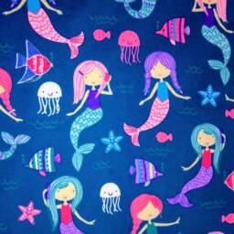 Mermaid Crib Sheet Flannel Baby Bedding - Handmade in Ohio - thumbnail 3
