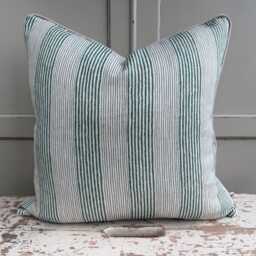 Cushions Made in Fermoie Ticking Stripe Decorative Green Cotton Cushion Pillow Throw Cover - thumbnail 2