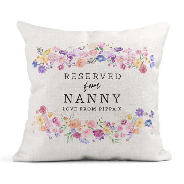 Personalised Cushion For Nanny, Floral Reserved Birthday Gift, Christmas Linen Cushion, Wildflowers - image 1