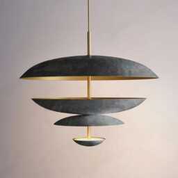 Mid Century 1950S Turquoise Brass Sputnik Chandelier - 4 Shade Industrial Italian Pendant Light Ceiling Fixture Kingdomslightltd - thumbnail 3