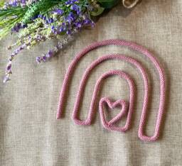Knitted Wire Rainbow, Art, Wall Childrens Room, Nursery Decor, Flat Lay Prop, Baby Gift - thumbnail 1