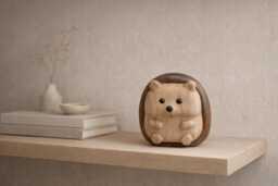 Cute Wooden Hedgehog Figurine - Mini Woodland Ornament Desk Decor Minimal Scandinavian Shelf Personalised Option - thumbnail 1