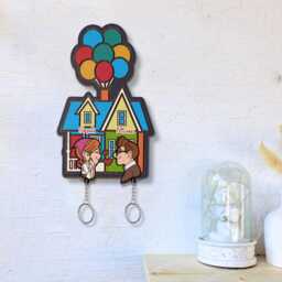 Personalized Up Movie Couple Keychain Holder, Carl & Ellie Key, Balloon House, Hanger For Wall Hanging, Perfect Home Decor - thumbnail 4