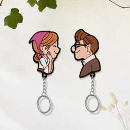 Personalized Up Movie Couple Keychain Holder, Carl & Ellie Key, Balloon House, Hanger For Wall Hanging, Perfect Home Decor - thumbnail 3